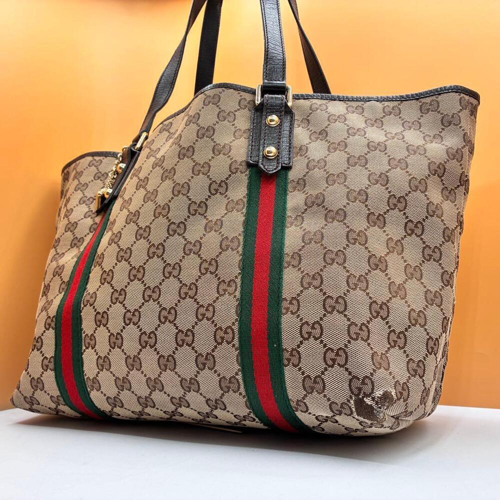 GUCCI GG Canvas Sherry Tote Bag Handbag